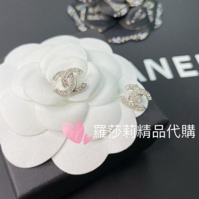 CHANEL 金色水鑽耳環