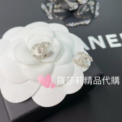 CHANEL 金色水鑽耳環