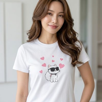 KARL LAGERFELD KARL 卡爾貓咪T shirt (白)