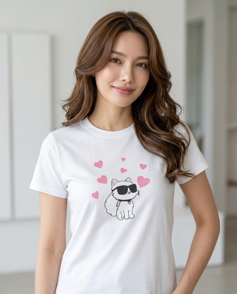 KARL LAGERFELD KARL 卡爾貓咪T shirt (白)