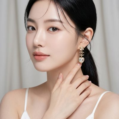 CHANEL 幸運草愛心耳環（針）