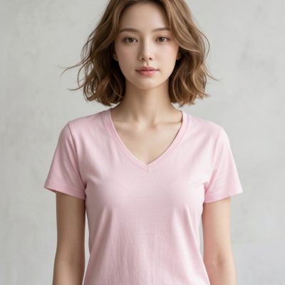 BURBERRY V領短T（粉）