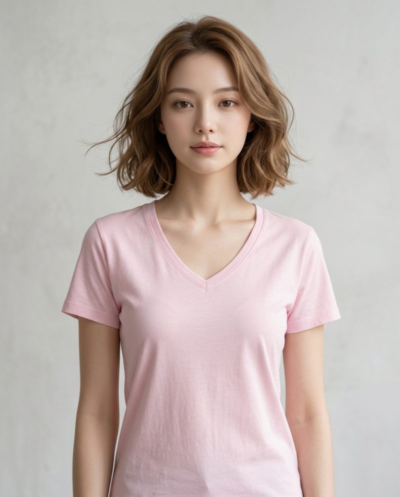 BURBERRY V領短T（粉）