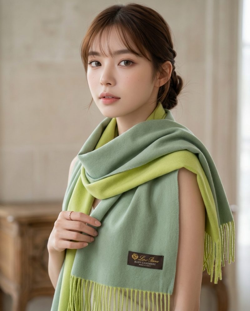 Loro Piana 100% Baby Cashmere 圍巾（牛油果綠）