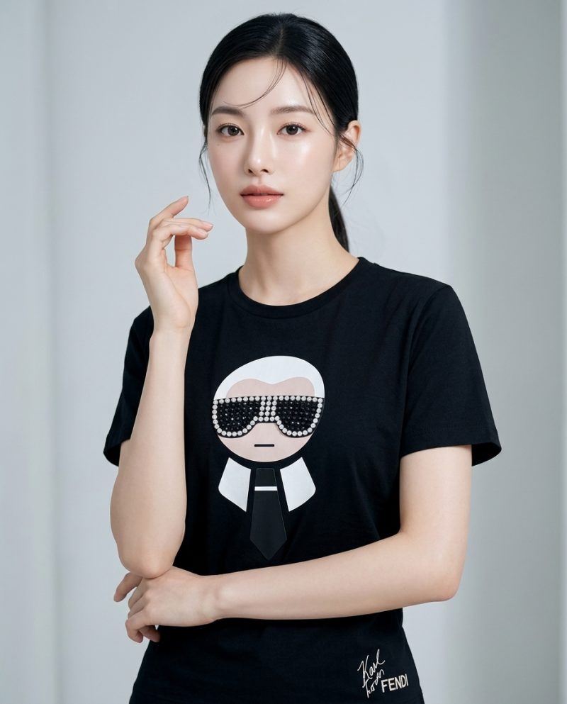 FENDI 老佛爺黑色短袖T