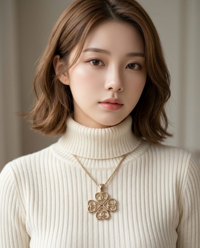 CHANEL 愛心幸運草項鍊