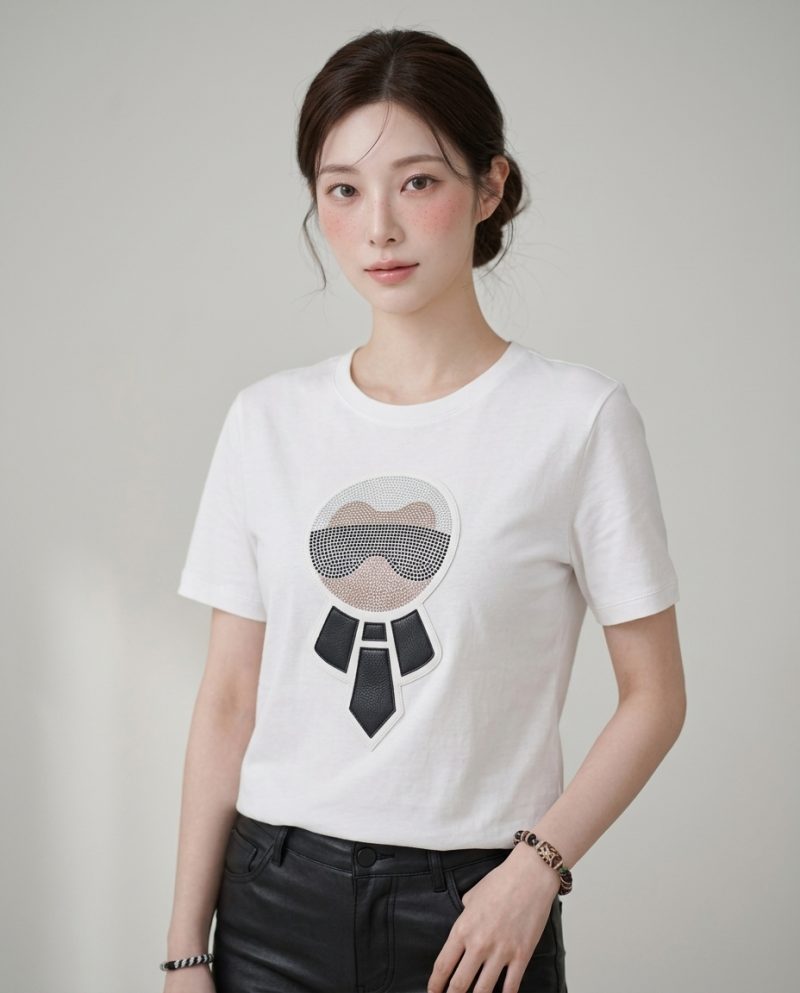 FENDI 老佛爺水鑽短袖T