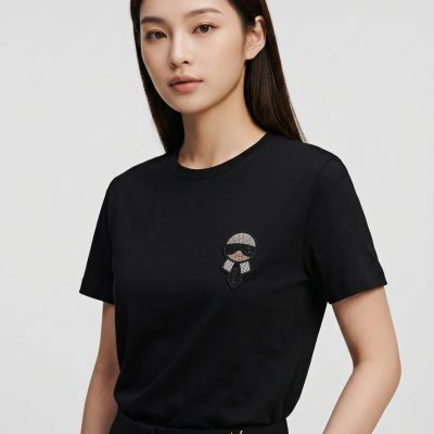 FENDI 老佛爺水鑽短袖T