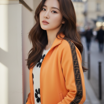 FENDI 橘色連帽外套