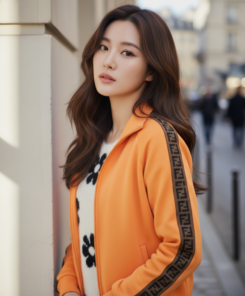 FENDI 橘色連帽外套