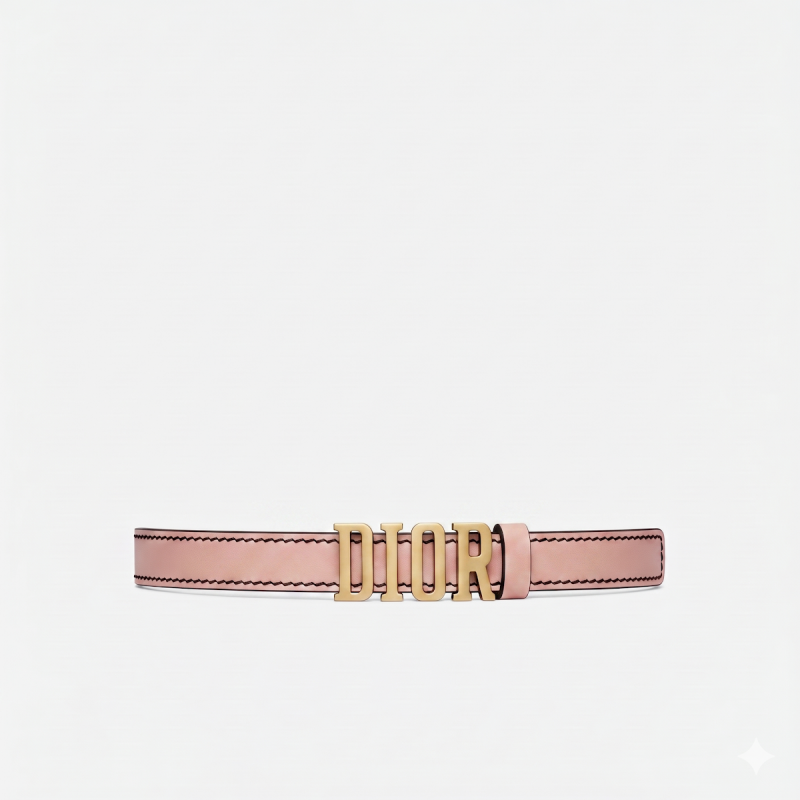 DIOR 粉色細版皮帶
