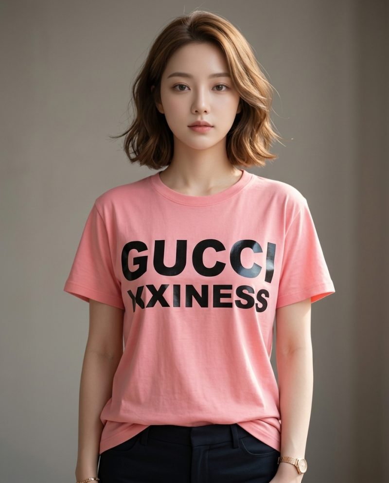 GUCCI 粉色短袖T恤