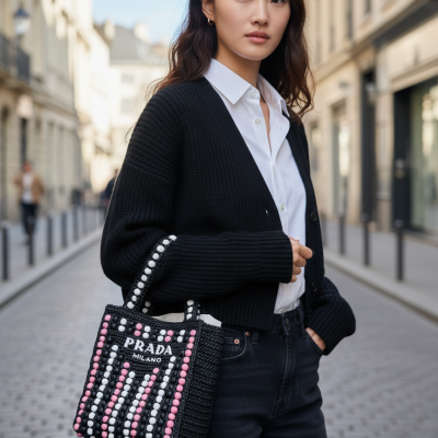 PRADA 珠串編織托特包