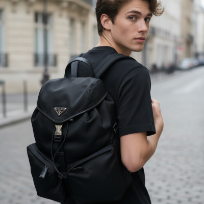 PRADA 黑色尼龍後背包