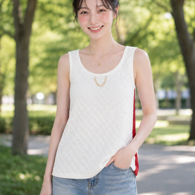 LOUIS VUITTON 緹花鍊飾無袖上衣 (XS)