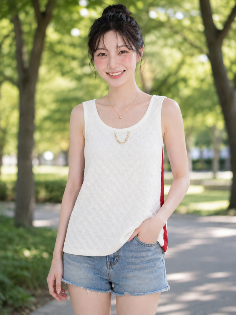 LOUIS VUITTON 緹花鍊飾無袖上衣 (XS)