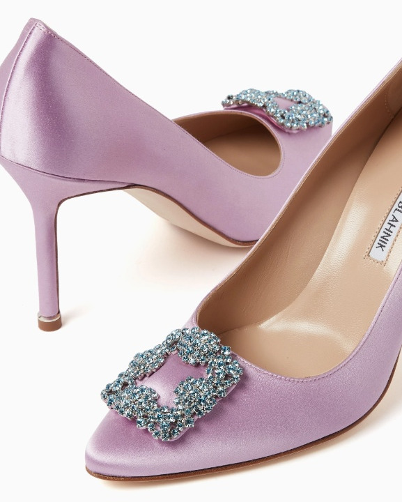 MANOLO BLAHNIK 經典淺紫緞面高跟鞋