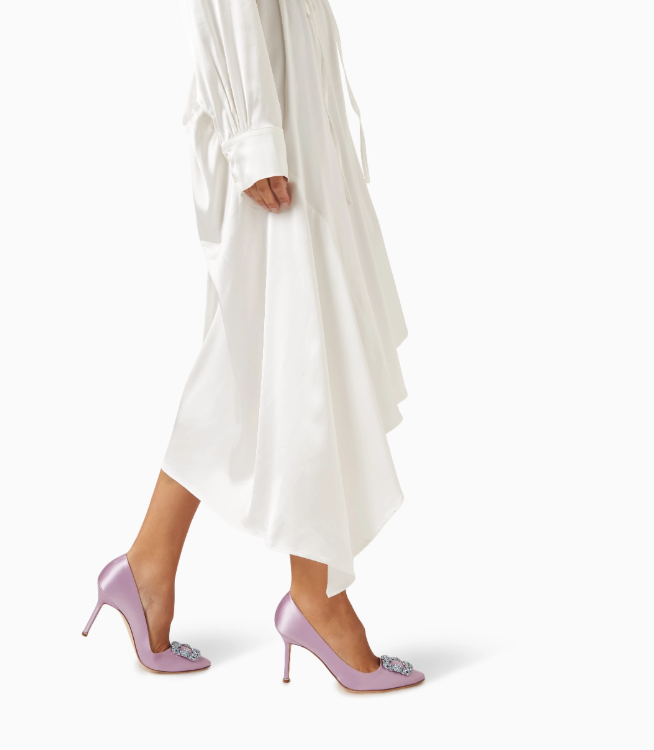 MANOLO BLAHNIK 經典淺紫緞面高跟鞋:圖片 3