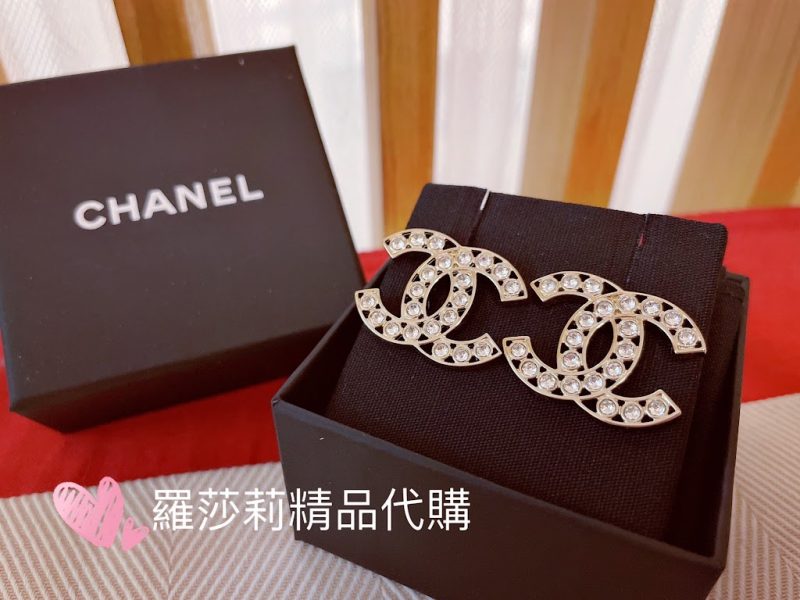 CHANEL 水鑽雙C耳環