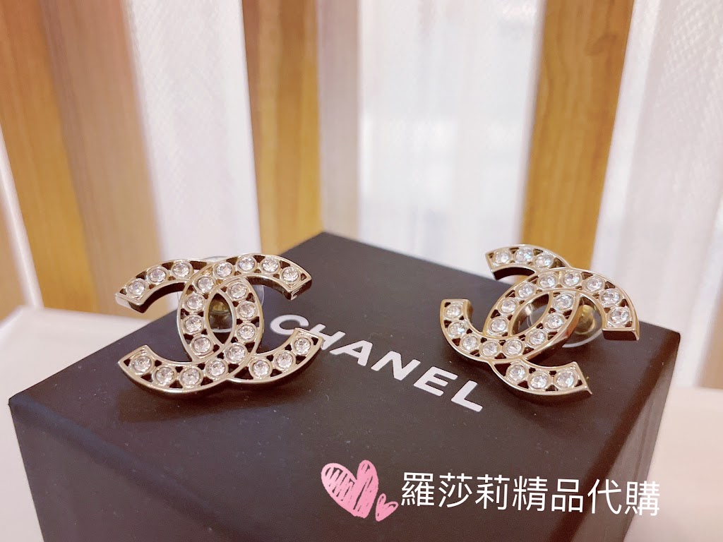 CHANEL 水鑽雙C耳環:圖片 2