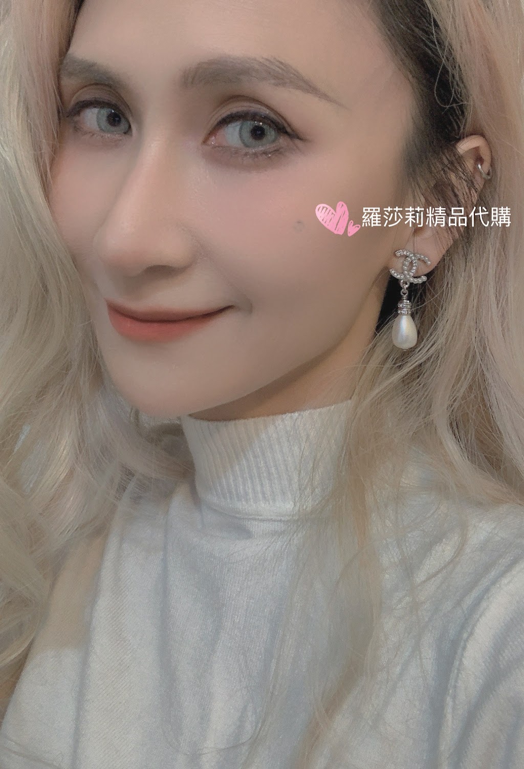 CHANEL 水鑽水滴珍珠耳夾:圖片 2