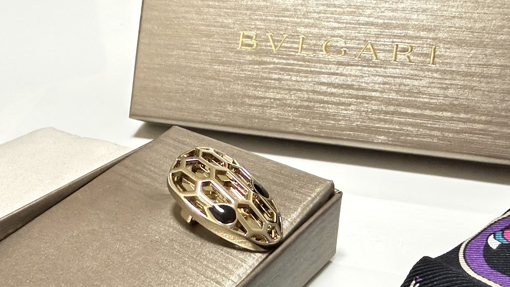 BVLGARI 蛇頭絲巾釦窄版絲巾禮盒:圖片 2