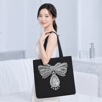 CARTIER 珠寶印花帆布托特包