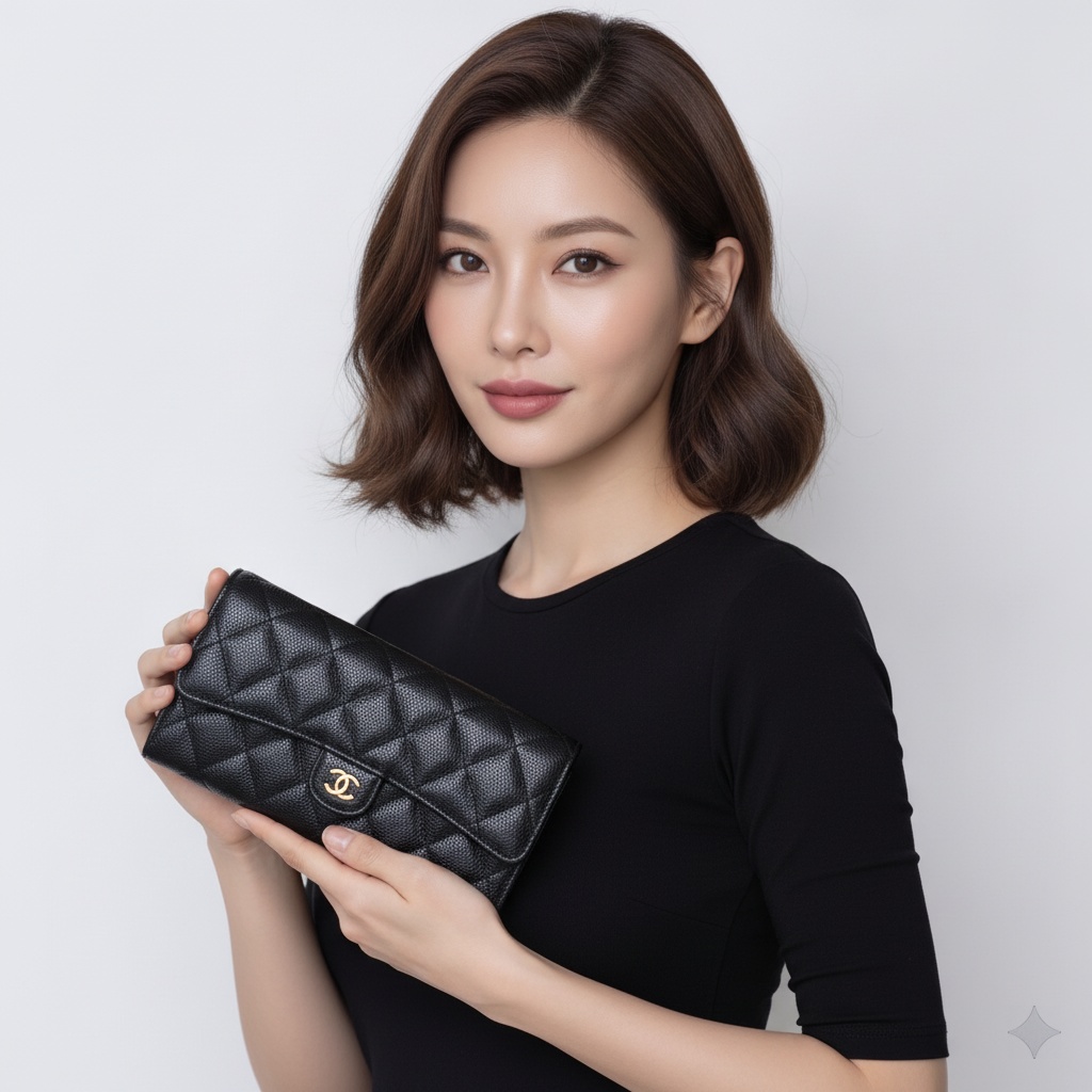 CHANEL 經典雙C扣式長夾:圖片 4